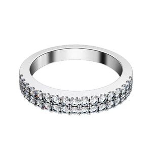 Cluster ringen Florid Jewelry Micro verharde bandring Solid 925 Sterling Silver Betrokkenheid Wit Gold Color Prmoise 312Z