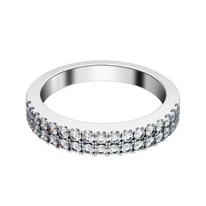 Cluster ringen Florid Jewelry Micro verharde bandring Solid 925 Sterling Silver Betrokkenheid Wit Gold Color Prmoise 267N