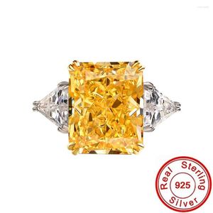 Clusterringen Bloem gesneden 8ct Topaz Diamond Promise Ring Real 925 Sterling Silver Engagement Wedding Band For Women Party Jewelry