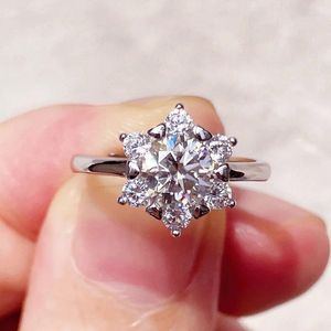 Bagues de cluster Flower Design Moissanite 1 Redimensionnable Diamant réglable Nom personnalisé S925 Silver Wedding Band