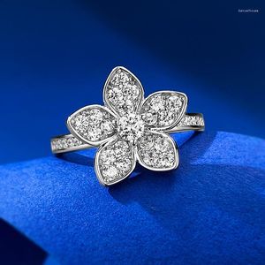 Bagues en grappe Bague en forme de fleur Femme Imitation diamant Petit S925 Argent Unique Porter Index empilé