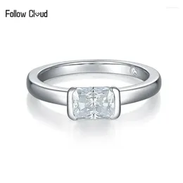 Anillos de clúster Sigue la nube 1.0ct 5 7 mm Ring de diamantes Moissanite 925 Sterling Silver for Women Body Band Band Band -18k Joyas finas de oro blanco