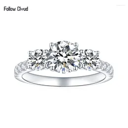 Anillos de racimo Siga la nube 1.8ct D Color Moissanite Tres diamantes para mujeres Compromiso Alianza de boda Bridel Joyería S925 Plata esterlina