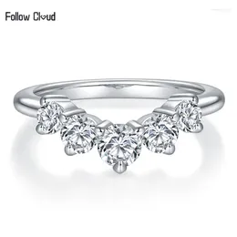 Clusterringen Volg Cloud V-Shape 4,0 mm Moissanite 925 Sterling Silver Lab Diamond verloving Wedding Ring voor dames sieradencadeau