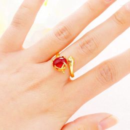 Clusterringen voor vrouwen 24-karaats vergulde rode imitatie edelsteen verklaring verjaardag engagement bruiloft sieraden