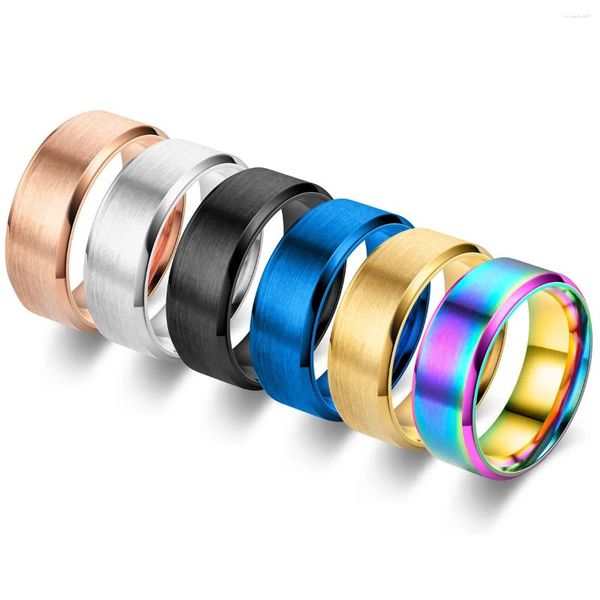 Anillos de racimo para mujeres y hombres, joyería de boda de acero inoxidable de 7 colores, grabado láser, letra, anillo para hombre, regalos para parejas