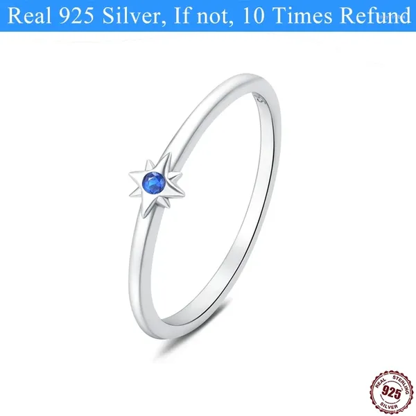 Anillos de racimo para mujeres Real 925 Plata de Ley Estrella Luna Copo de nieve Zircon Moda Compromiso Joyería de boda Regalos