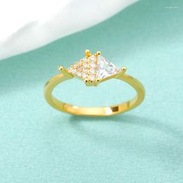 Clusterringen voor dames vintage ontworpen paar zirkon geometrische ring esthetische aantrekkingskracht anillo gouden kleur sieraden cadeau meisjes