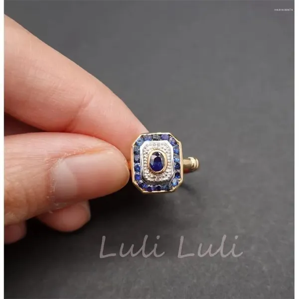 Bagues de cluster FoYuan Français Antique Sapphire Ring Set Couleur Correspondant Couple Premium