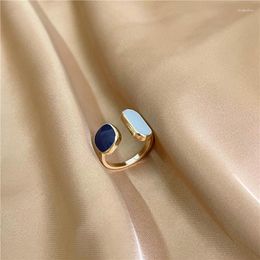 Clusterringen Frans Retro Romantisch Kleuraanpassing Druppel Glazuur Goud Open Voor vrouw 2023 Koreaans Mode-sieraden Feest Meisjes Luxe Ring