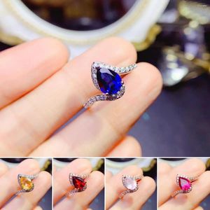 Clusterringen FS 6 8 Natuurlijke saffier/citrien/topaz/granaatring S Sterling Sier voor vrouwen fijne mode charme bruiloften sieraden staly