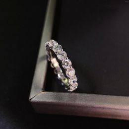 Cluster Anneaux Full Eternity 0.2Ct Single Stone D VVS1 Moisanite Diamond Ring solide 14K Bijoux en or blanc pour femmes