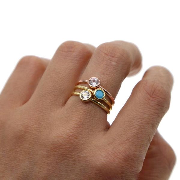 Cluster Rings Full SIZE 5 6 7 8 9 Simple Single Cz Ring Vermeil 925 Sterling Silver Minimal Dainty Jewelry Turquoises Zirconia For WomenClus