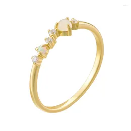 Anneaux de cluster Fulsun Design original Australopithecine Zircon Inlay 925 Sterling Argent 14k Jaune Plaqué Or Bague D'empilage Pour Les Femmes