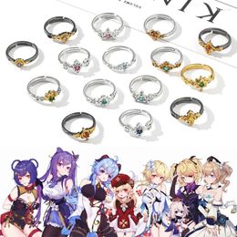 Bagues de cluster jeu Genshin Impact Ring Cosplay Kaedehara Kazuha Xiao Zhongli Tartaglia Albedo Venti Diluc Ragnvindr Kaeya Alberch Scaramo