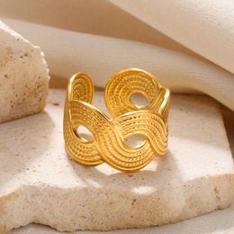 Cluster anneaux gattvict anneau en acier inoxydable pour femmes hommes 18 kmor d'or intersecte large bijoux hippie punk ouvert cadeau de fête 2024