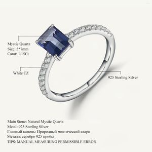 Bagues de Grappe Gem's Ballet 1.15Ct Naturel Iolite Bleu Mystique Quartz Bague Fine Argent Sterling 925 Classique Fiançailles Pour Femmes Bijoux