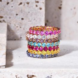 Bagues de grappe GEM'S BALLET 925 Sterling Silver 18K Gold-filled Gemstone Eternity Band Ring Pour Femmes Mariage Fine Jewelry