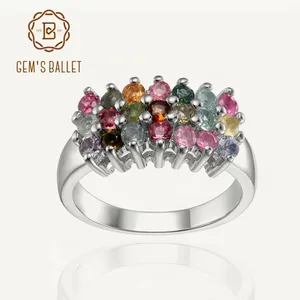 Cluster Ringen GEM'S BALLET 2024 Natuurlijke Toermalijn Verlovingsring Voor Vrouwen Sieraden 925 Sterling Zilveren Edelsteen Band