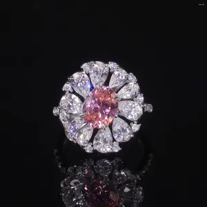 CLUSTER Rings Gem's Ballet 925 Sterling Silver Diamond-Fire Cz- Padparadscha Pink Art Deco Ring Gemstone Regalo antiguo hecho a mano para ella