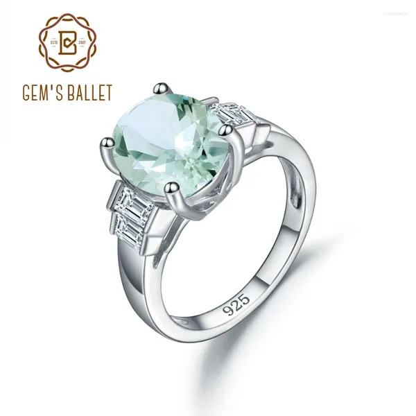 Cluster Anneaux Gem's Ballet 925 Sterling Silver Created Green Amethyst Gemstone Wedding Engagement Anneau Fine Bijoux Gift Wholesale