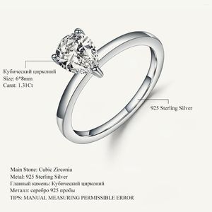 Gem's Ballet Fine Jewelry Bague en argent sterling 925 avec oxyde de zirconium blanc 1,31 ct zircone cubique poire solitaire pour femme Saint Valentin