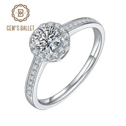Cluster anneaux Gem's Ballet Moissanite Engagement 925 Sterling Silver 0 5CT VVS1 Diamond Ring For Women Wedding Jewelry340i