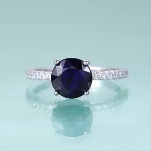 Cluster ringen GEM'S BALLET september Birthstone Vintage 8mm ronde blauwe saffier verlovingsring 925 sterling zilver sierlijke belofte