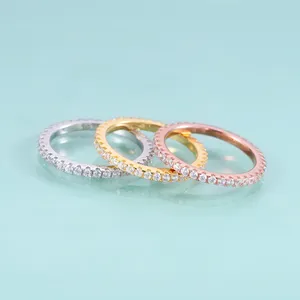 Clusterringen Gem's Beauty Rose Gold Filled 925 Sterling Zilver Zirkoon Eternity Ring Handgemaakte trouwring Fijne sieraden voor vrouwen