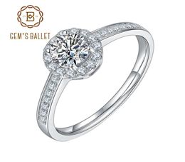 Cluster Ringen GEM039S BALLET Moissanite Engagment 925 Sterling Zilver 05Ct VVS1 Diamanten Ring Voor Vrouwen Bruiloft Sieraden5876992