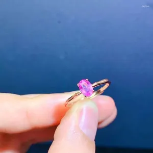 Cluster ringen Gemicro roze saffier ring 4x6mm natuurlijke edelstenen fijne sieraden voor meisje vriend jubileum cadeau echt 925 sterling zilver