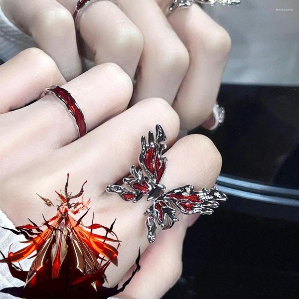 Anillos de racimo Genshin Impacto Cosplay Anillo La Signora La Feria Dama Mariposa Llama Harbingers Joyería de moda Accesorios de disfraces Regalos