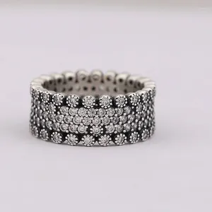 Clusterringen echte 925 sterling zilveren glanzende ring CZ compatibel voor vrouwen verlovingscadeau huwelijkscadeau Europa sieraden