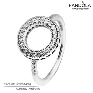 Cluster Ringen Echt 925 Sterling Zilveren Ring Forever Clear CZ Kristal Cirkel Ronde Vinger Voor Vrouwen Bruiloft Sieraden Anillos Mujer