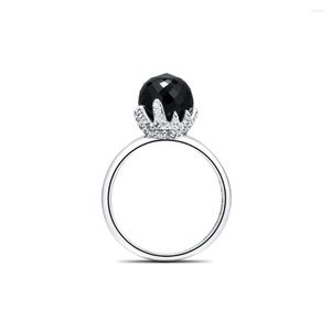 Clusterringen Echte 925 Sterling Silver Elegant Beauty Ring met kristal voor vrouwen DIY sieraden Betrokkenheid Wedding Groothandel