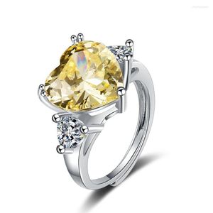 Cluster ringen echt 925 Sterling Silver Topaz Ring voor vrouwen Anillos de Yellow Gemstone Bizuteria Afrikaanse sieraden Anel Box