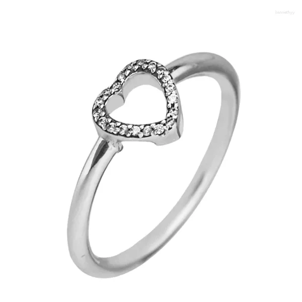 Cluster anneaux authentiques 925 argent sterling pour femmes puzzle coeur sonnerie de mariage cadeau de mariage femelle bijoux anillos