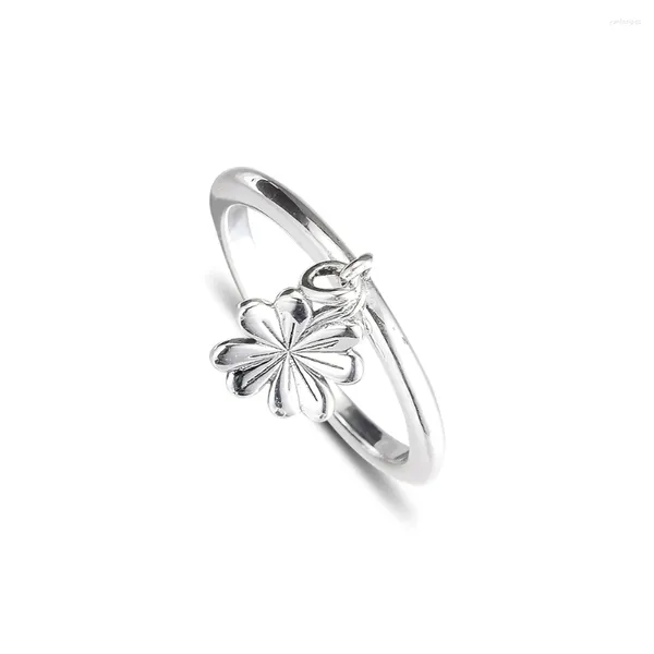 Anillos de racimo genuino 925 plata esterlina para las mujeres colgando anillo de trébol fiesta joyería de boda regalo anillos al por mayor