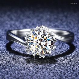 Bagues de cluster Véritable certifié PT950 Platinum Excellente coupe ronde 1 diamant Moissanite Femmes Mariage Band Bijoux fins