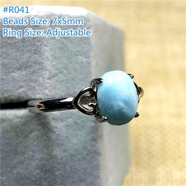 Cluster Anneaux Véritable Naturel Larimar Pierre Anneau Pour Femme Dame Homme Argent Guérison Amour Cadeau Cristal Perles Réglable Bijoux