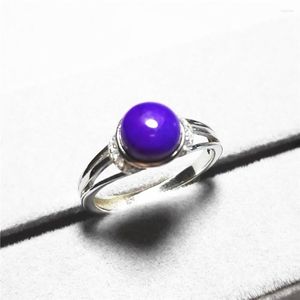 Bagues de cluster Véritable Naturel Sugilite Gemstone 925 Sterling Silver Bijoux Fashion Lady Bague Taille réglable