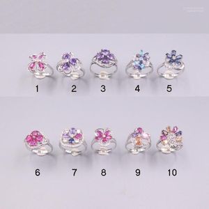 Clusterringen Echt/origineel zilver 925 Sterling Ring Kerstcadeau voor vrouwen Dames Crystal Flower Gemstone Diamond Ring1