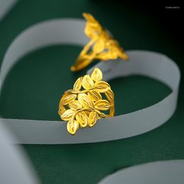 Cluster Anneaux Véritable Pur 999 Or Couleur Anneau Pour Les Femmes Mariée Fête De Mariage Réglable Bijoux Cadeaux Accessoires Oro Puro De 24 K