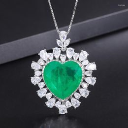 Cluster Ringen Echte Echte Juwelen Ingelegd Paraiba Hanger Imitatie Smaragd Liefde Ketting Sieraden Hoge Kwaliteit
