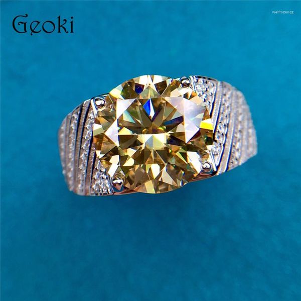 Bagues en grappe en argent véritable 925 Original 5 diamant taille brillant test passé jaune bague Moissanite pour hommes grande vente bijoux en pierres précieuses