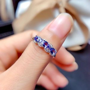 Clusterringen echte Tanzanite Ring 3 5mm stukken natuurlijke edelstenen fijne sieraden echt 925 sterling zilver voor vrouwen verjaardagscadeau gratis schip