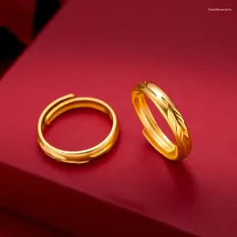 Cluster-Ringe Echter vietnamesischer harter Goldring für Männer und Frauen Paare Antikes Gesetz Heritage Circle Live Solid Simulation ist