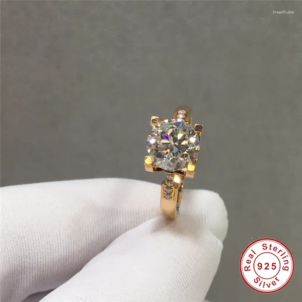 Anillos de racimo Geoki 18k oro rosa chapado 1 ct corte perfecto prueba de diamante aprobada D color VVS1 Moissanite anillo de cabeza de vaca para lujo femenino