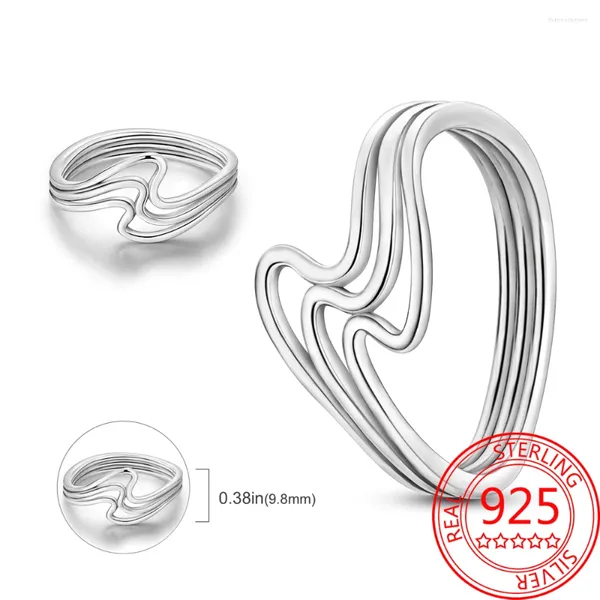 Bagues de cluster Lignes géométriques 925 Sterling Silver Trois couches Bague incurvée Boutique Appairage avec des cadeaux de décoration de fête