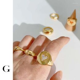Cluster ringen ghidbk groothandel minimalistische dikke cz ring sets voor vrouwen klassieke hart geometrische micro zirkoon trendy stapel cadeau